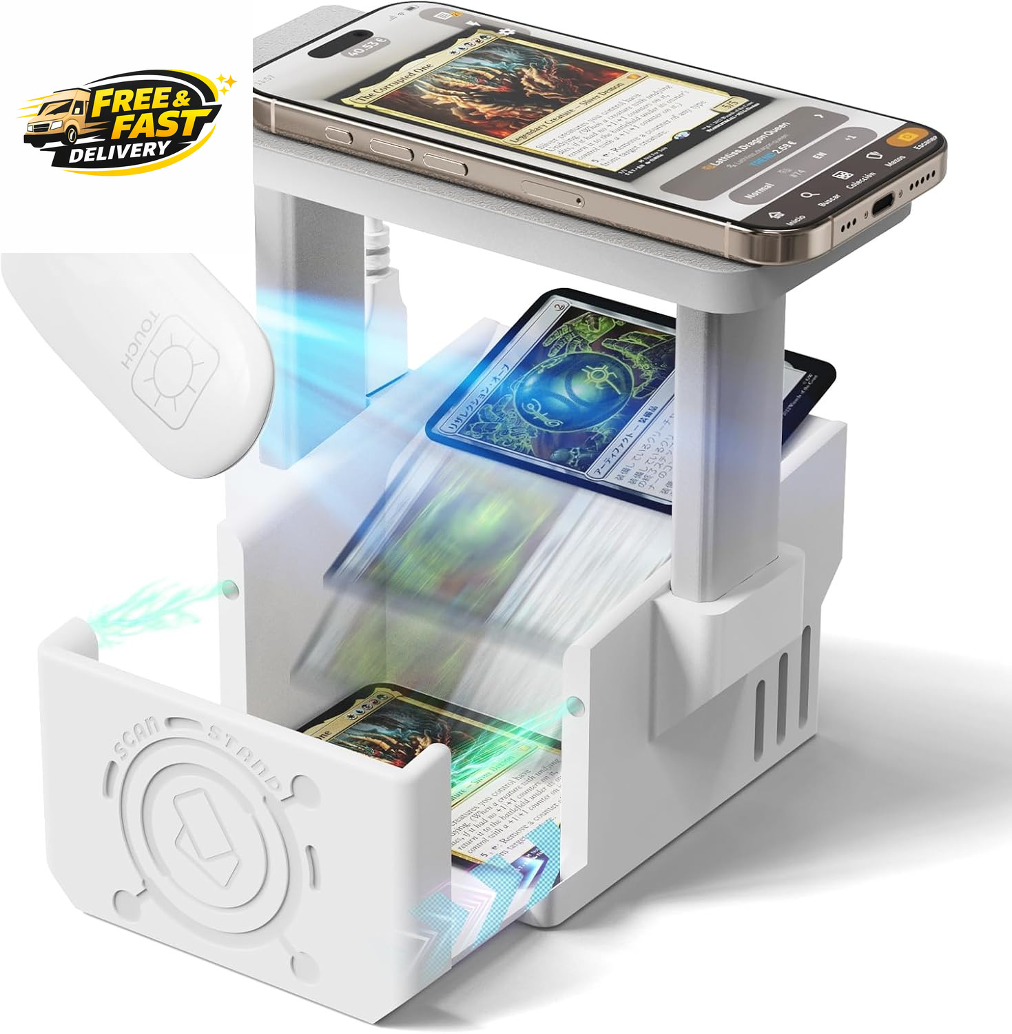 Card Scanner Pro for Trading Cards – MTG & TCG Card Scanner Stand with LED Light