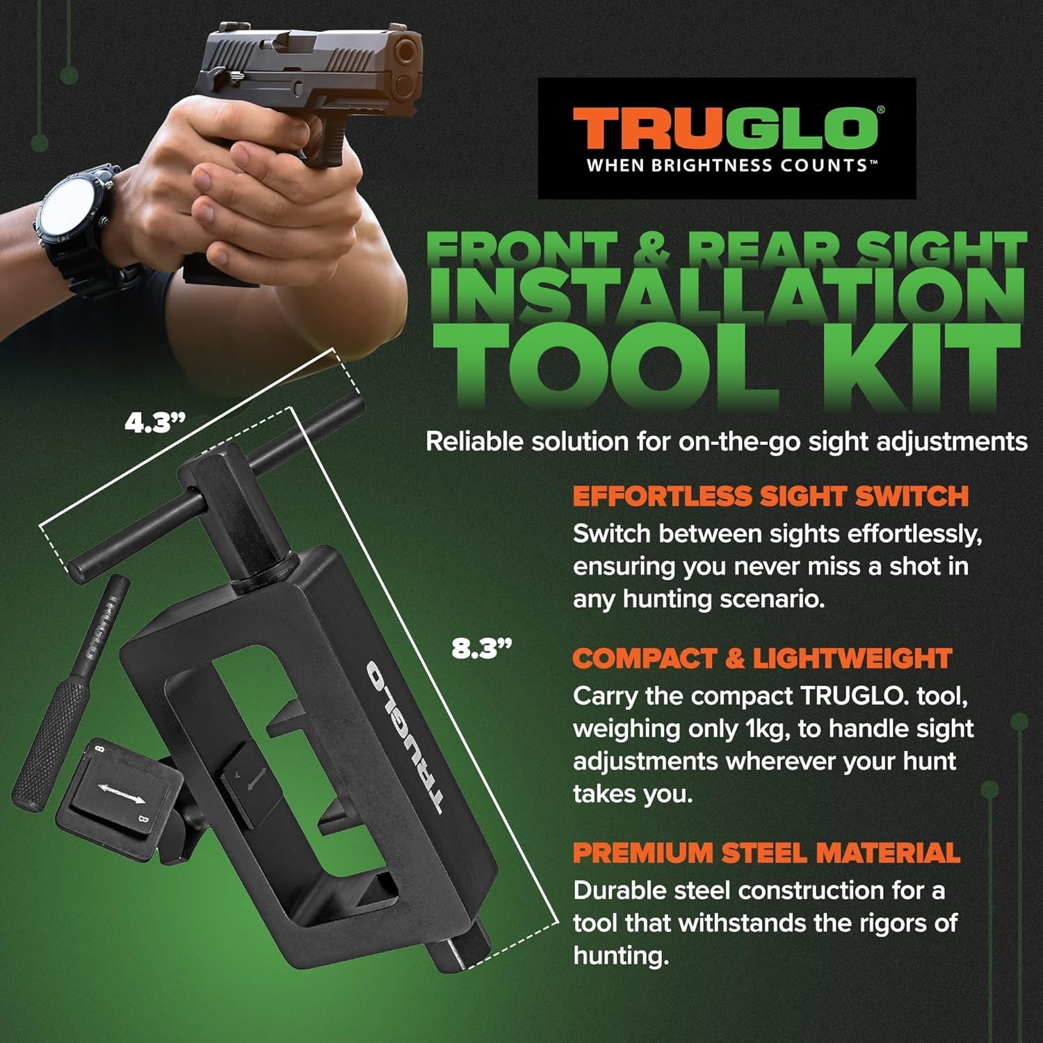 Glock Rear Front Sight Tool Multi-Compatible for Tritium and Red Dot Sights