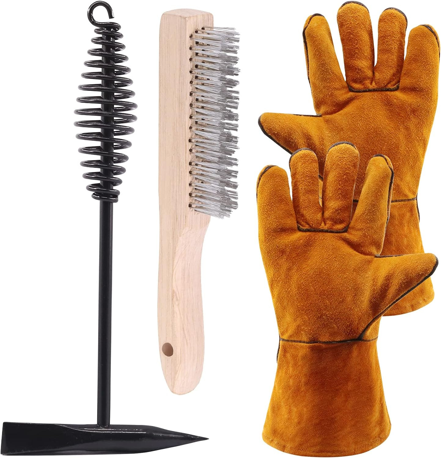 Welding Chipping Hammer Set 10" With Wire Brush And Protective Gloves 4Pc