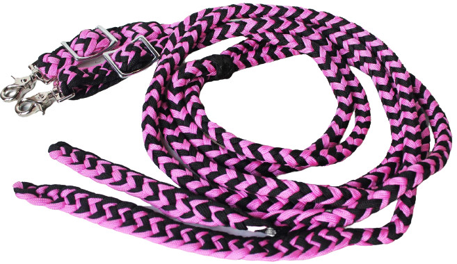Horse Roping Knotted Tack Western Split Reins Nylon Braided 8 Ft. 607225PK