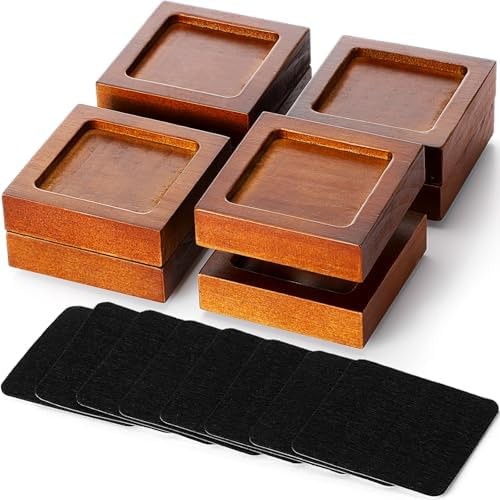 8 Pack Bed Risers Solid Wood Furniture Risers Lifts Height Adjustable from 1"...