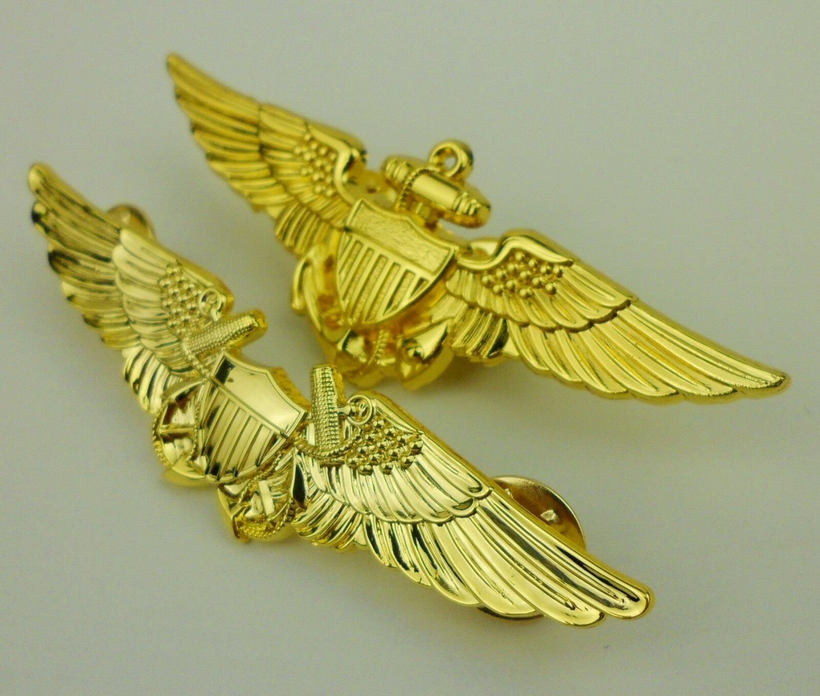 WW2 US Naval Aviator Wings Badge And US Naval Flight Officer Wings Badge Pin