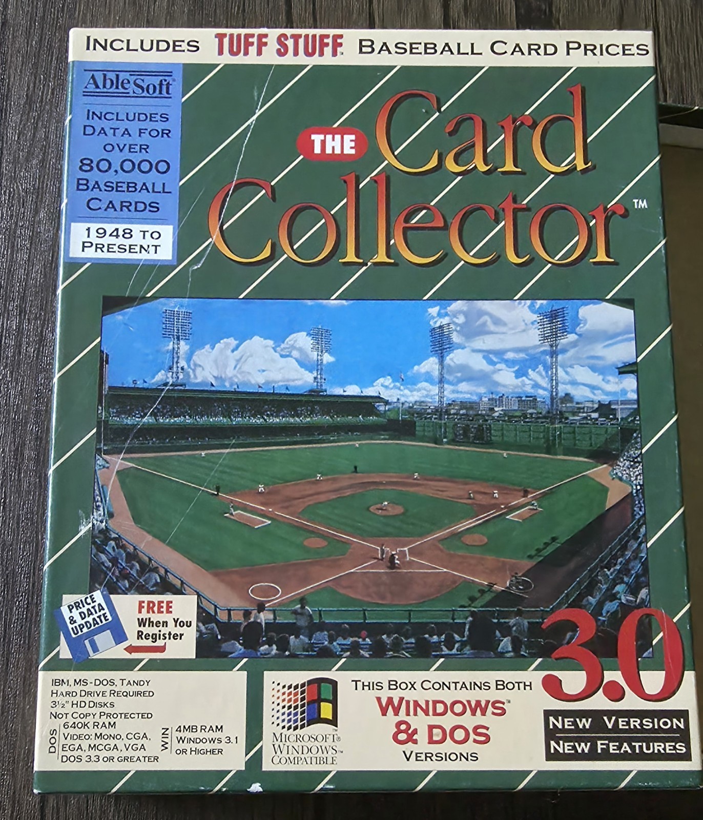 1994 AbleSoft The Card Collector Tuff Stuff Windows Disk Sports Program COMPLETE
