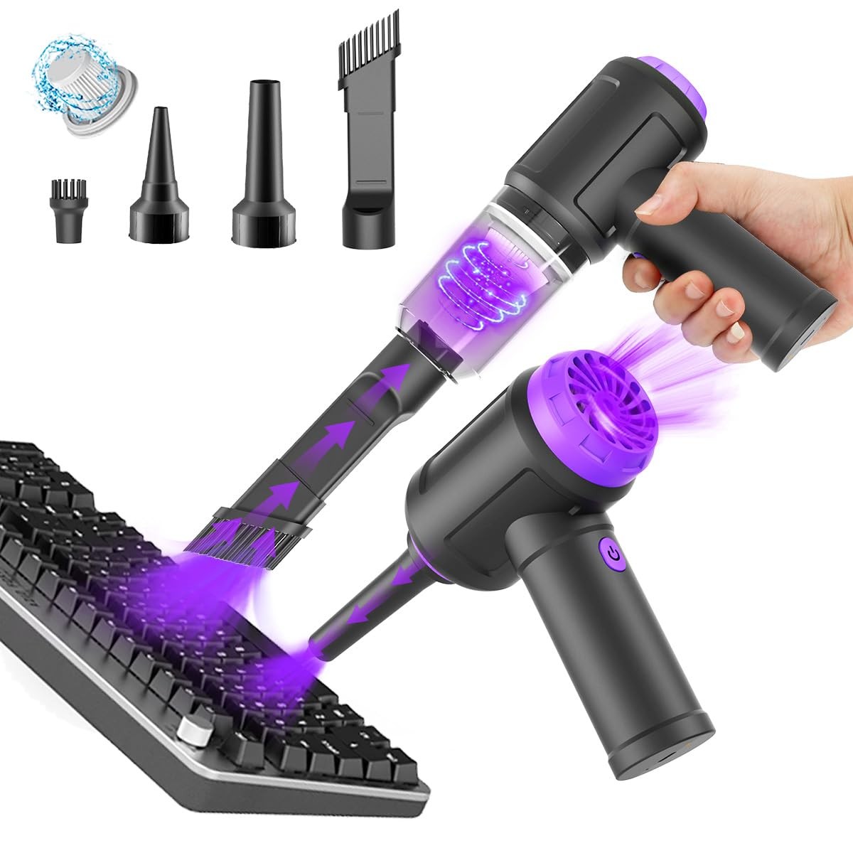 Meudeen 14500 Pa Computer Vacuum Cleaner Mini & 110000RPM Compressed Purple