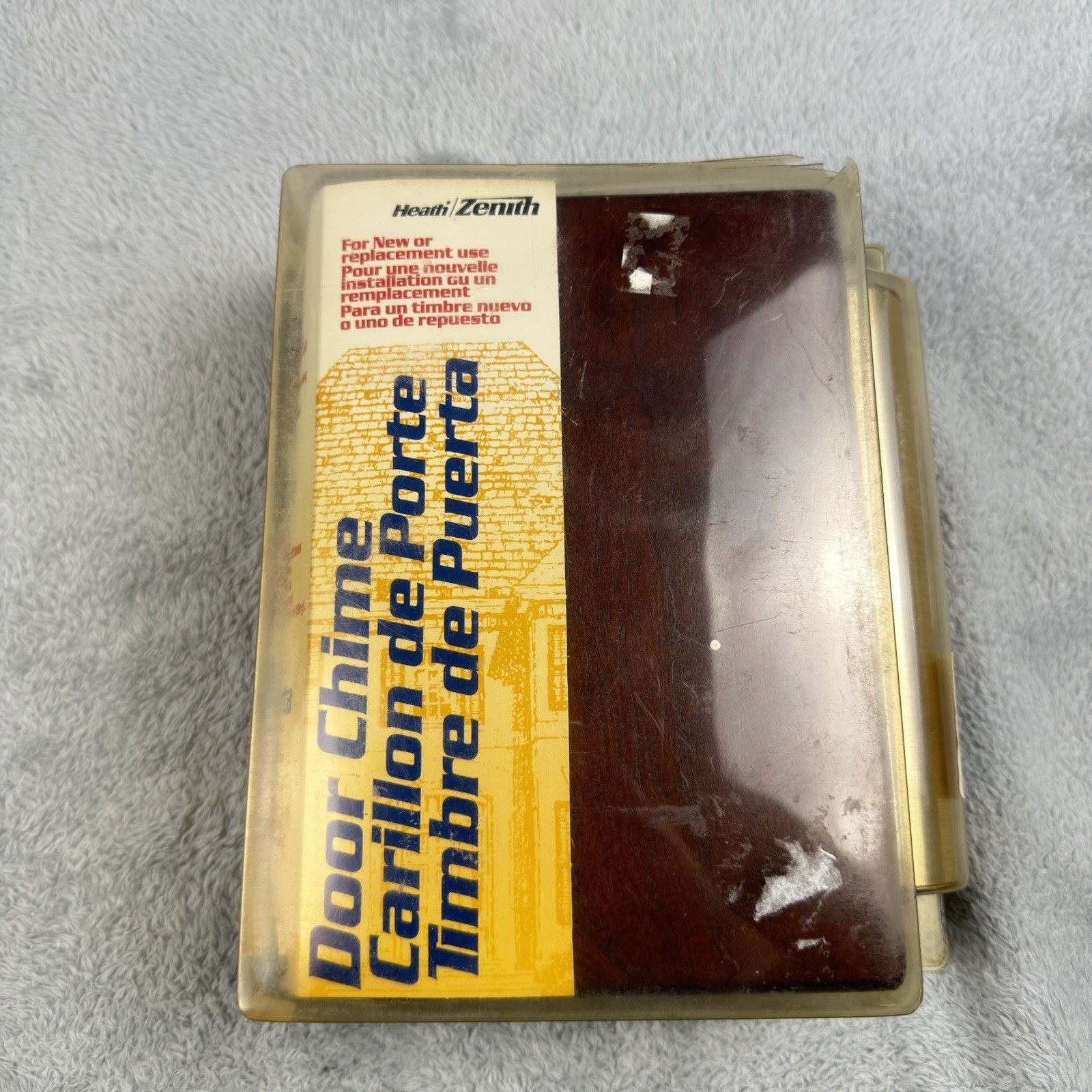 VINTAGE NEW NOS Trine Door Chime Kit New/Replacement 2 Note Wood Grain Case USA