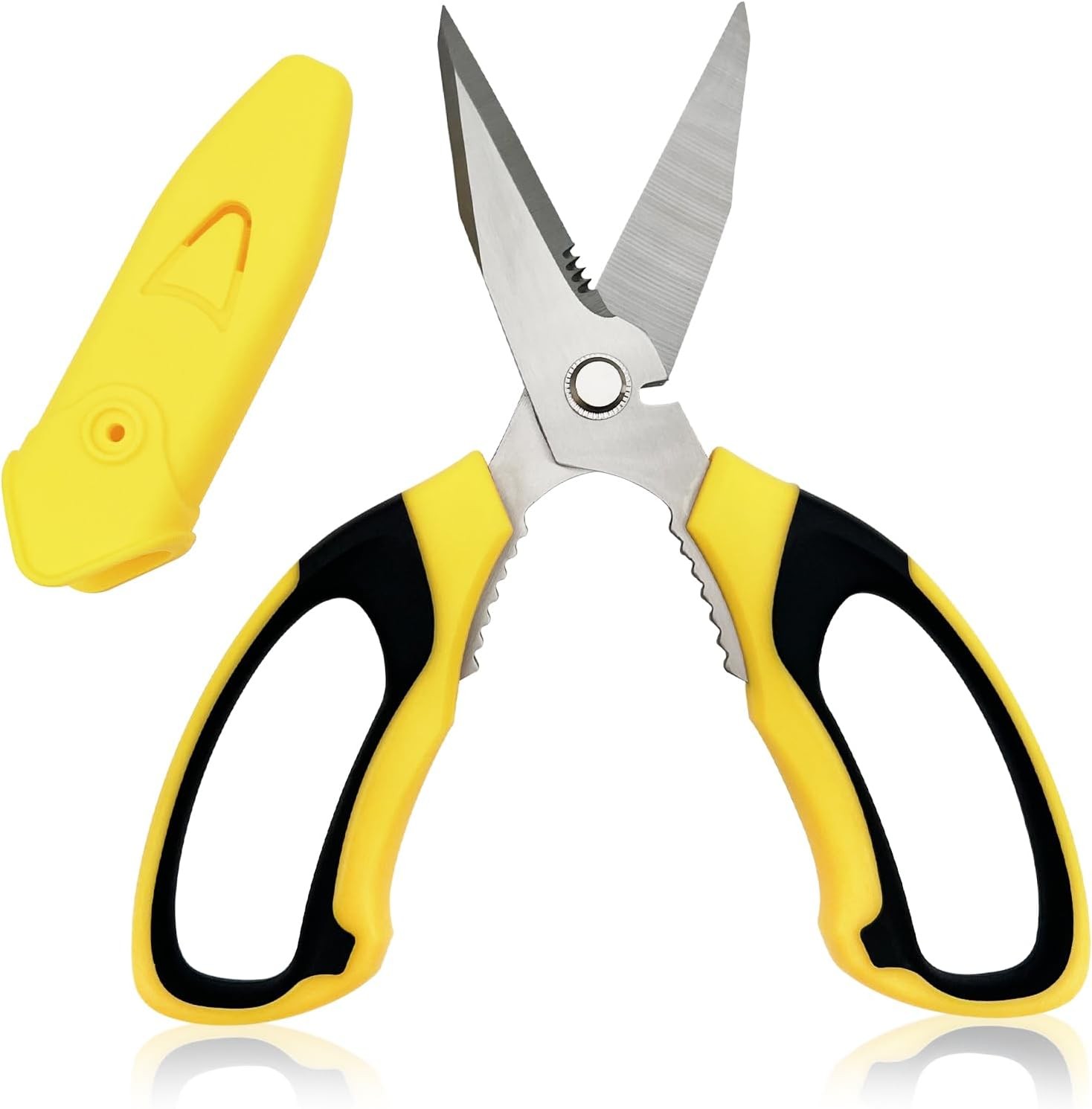 8.07" Heavy Duty Utility Scissors – Multipurpose Serrated Shears for Cardboard,