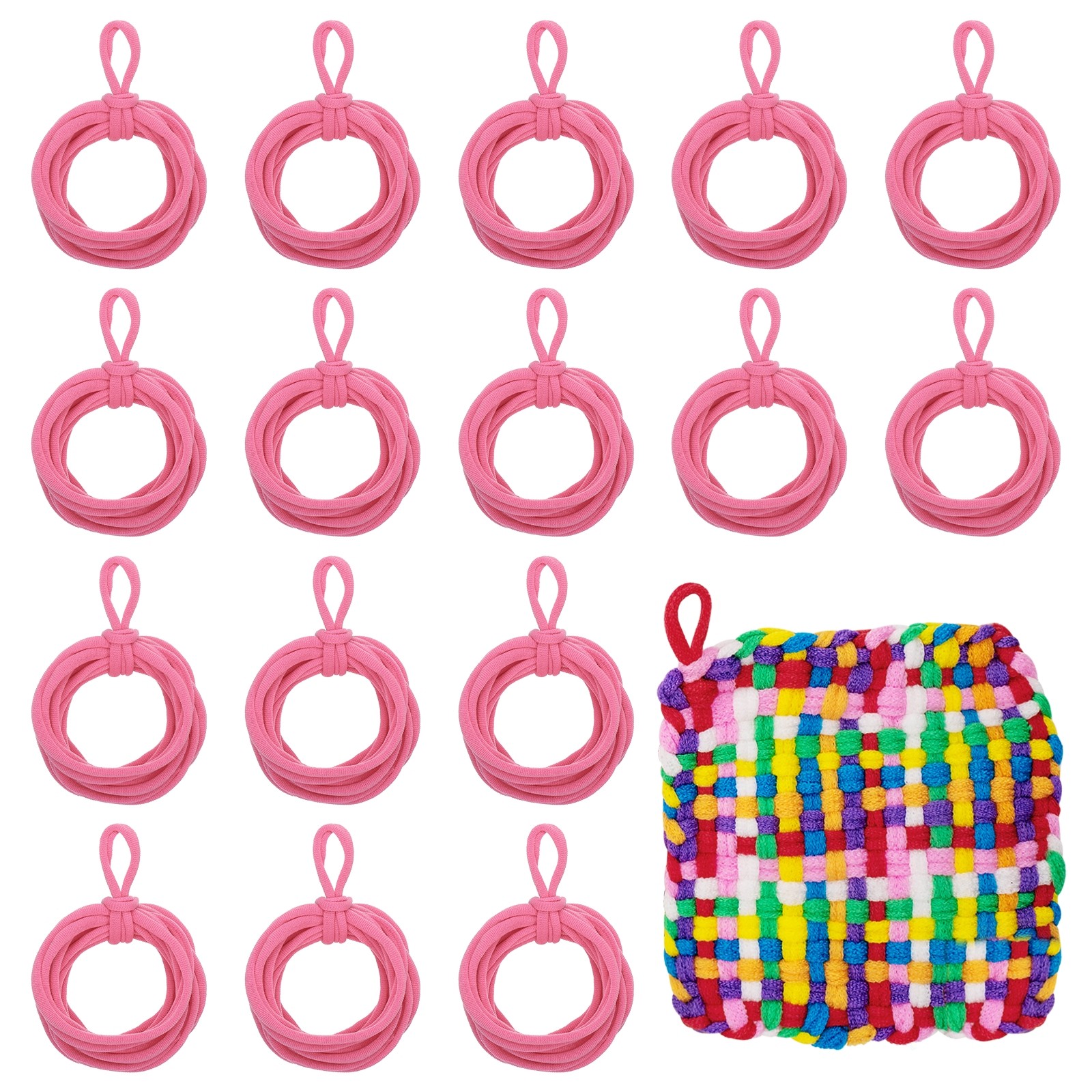 100 Pcs Potholder Loom Refill Loops, Elastic Potholder Weaving Loops, Pink