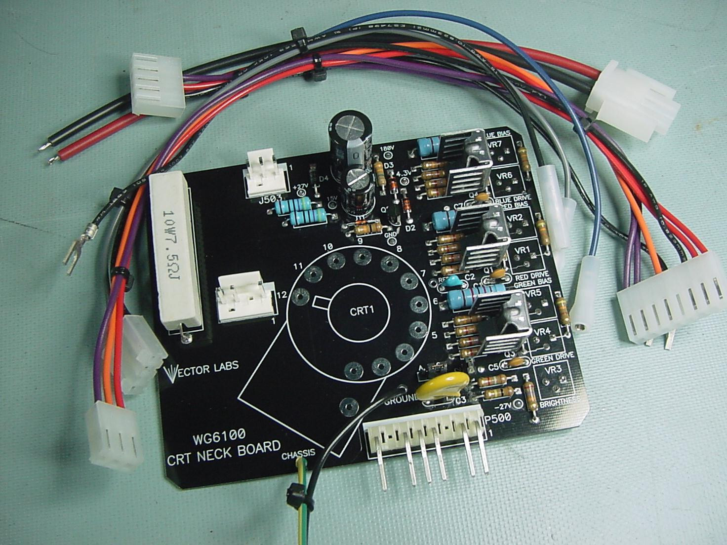 6100 NECK BOARD UPGRADE FOR THE WELLS GARDNER COLOR XY  VECTOR MONITOR.