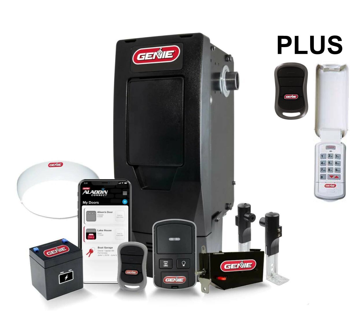 Genie 6170H-B Wall Mount Jackshaft Garage Opener Battery BackUp 2 Remotes Keypad