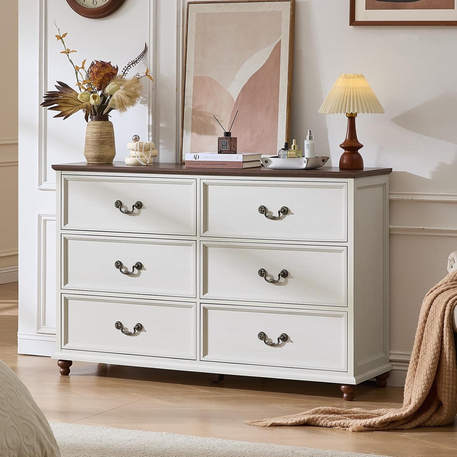 Farmhouse 6 Ders Drer for Bedroom, Vinta 54" Wide Chest of Ders