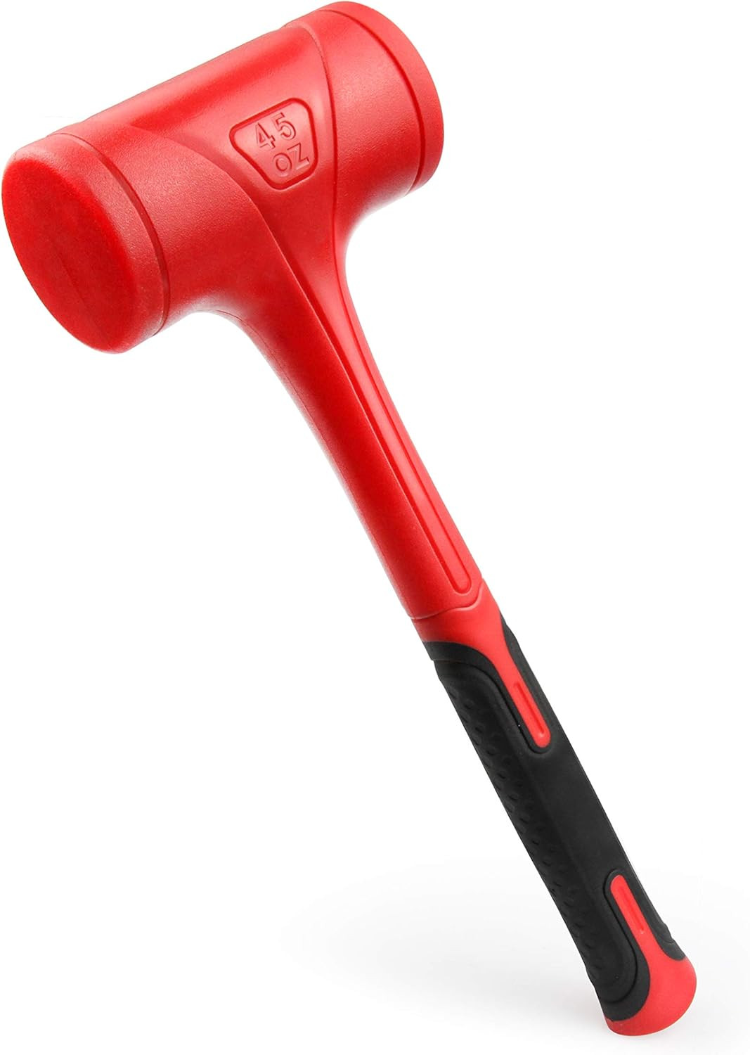 Dead Blow Hammer-45Oz(3Lb), Red and Black, Shockproof Design, No Reboundmallet M