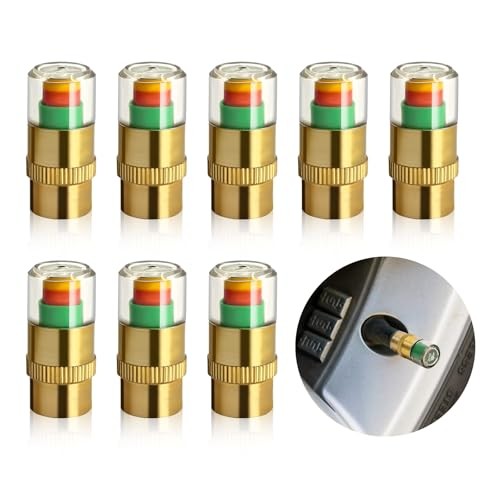Valve Stem Caps, Tire Valve CapsPCS Tire Pressure Monitor Caps with 3 8 Gold