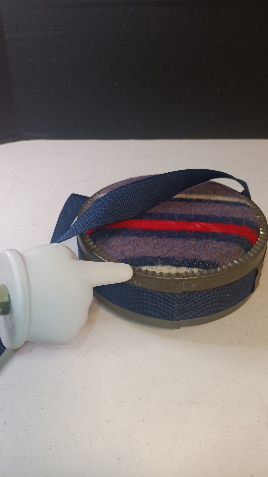 Vintage Camping Canteen With Striped Wool Cover