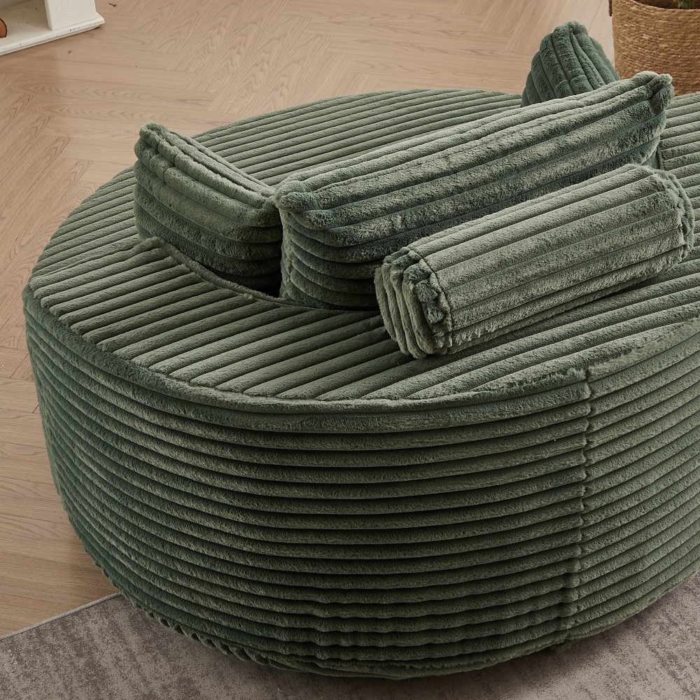 Green Corduroy Swivel Chair, 360° Rotation Foam Sleeper Sofa for Living Room