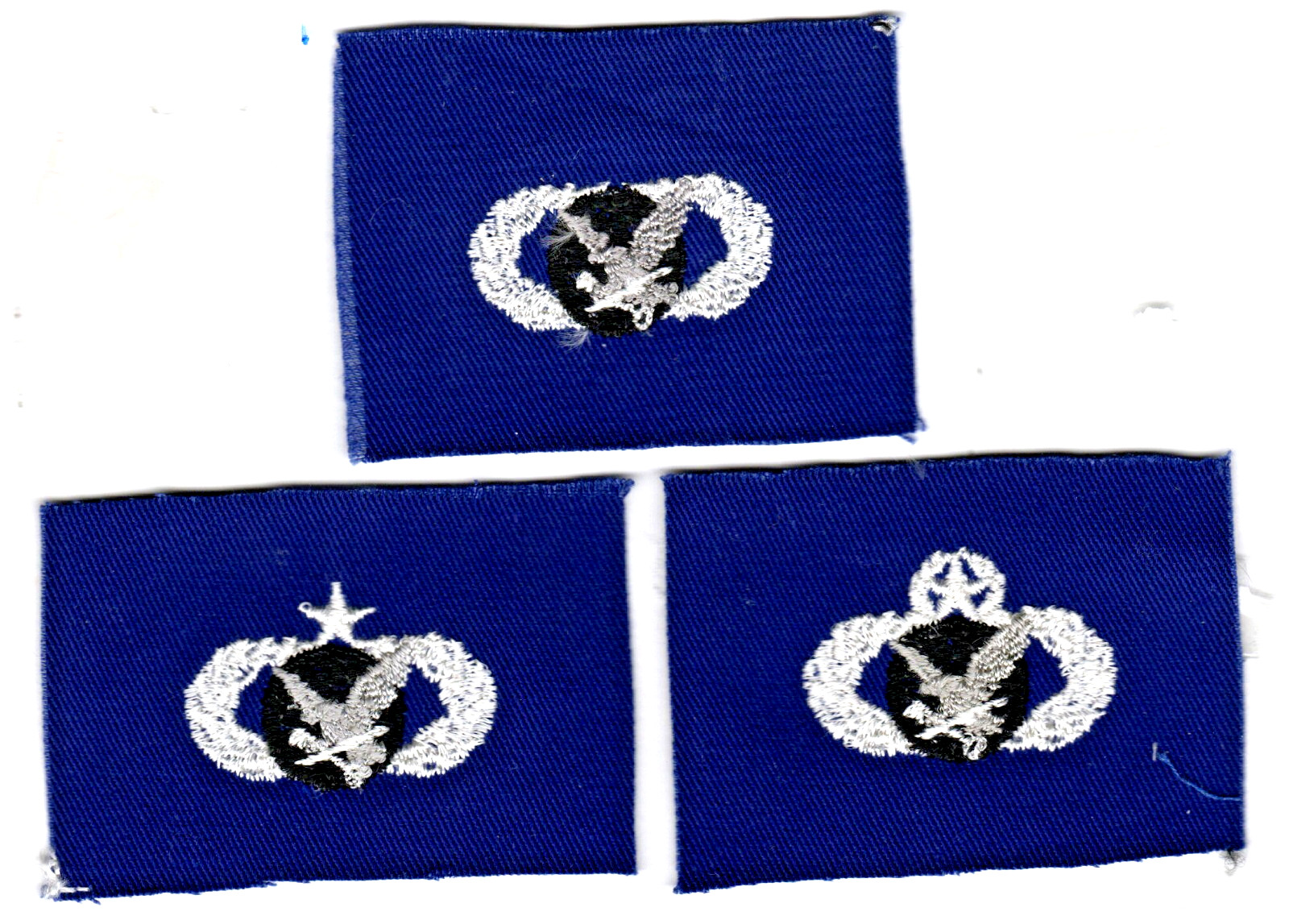 Vintage USAF patch - Set of 3 obsolete White/Blue Cloth Supply-Fuels Badges
