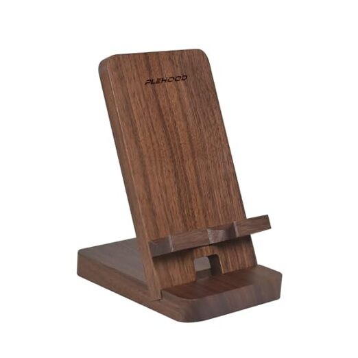 Wood Phone Stand, Desktop Wooden Phone Holder, Portable Office Walnut Wood