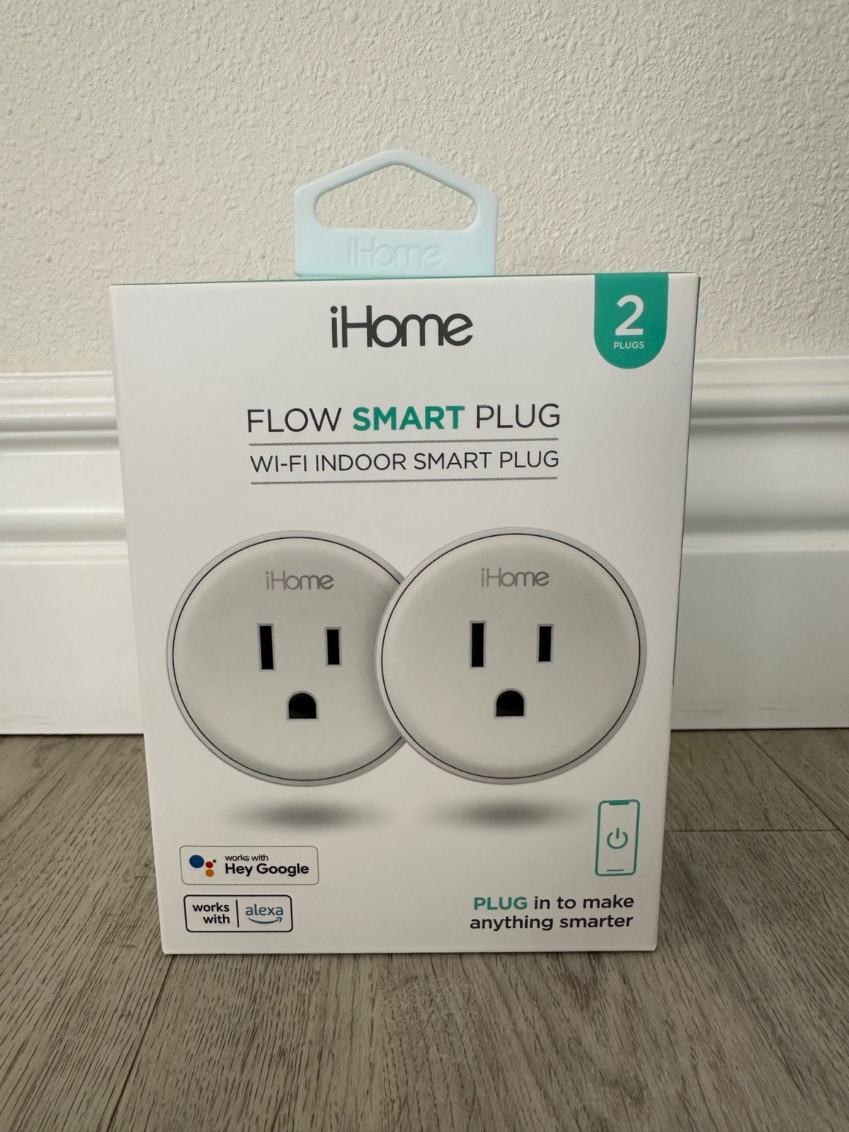 tiHome Flow Smart Plug - WiFi Indoor Plug 2-Pack - Compatible w/ Alexa & Google