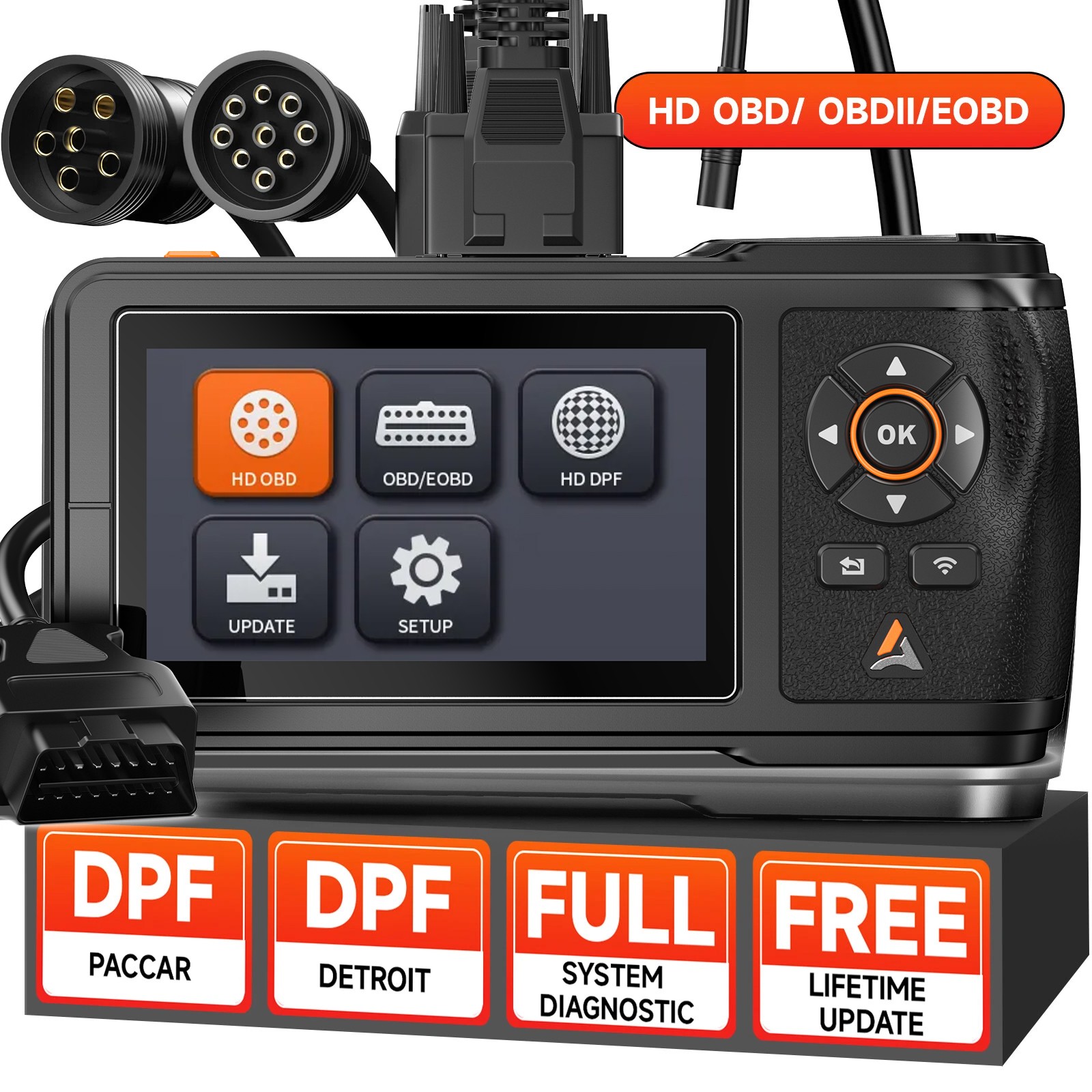 ANCEL HD431 Heavy Duty Truck Diagnostic Scanner DPF Regen Tool OBD2 Code Reader