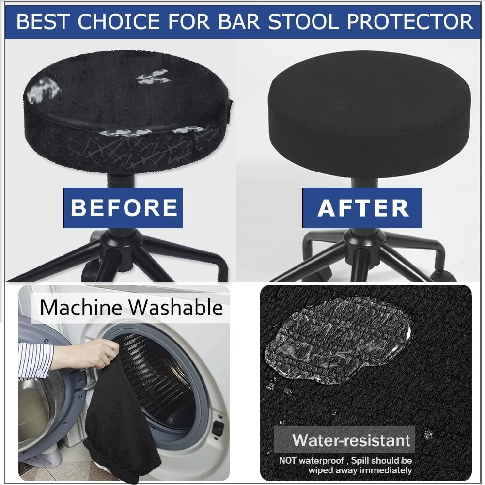 Round Stretchy Bar Stool Slipcover 16-18" - Elegant Dustproof Solution in Black