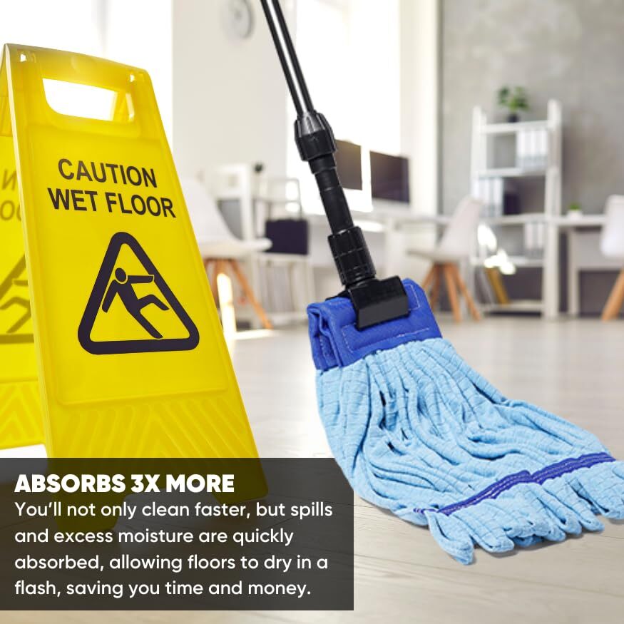 Commercial Mop Head – 1 Pack Blue Medium Microfiber Tube Mop 14 oz. | Industr...