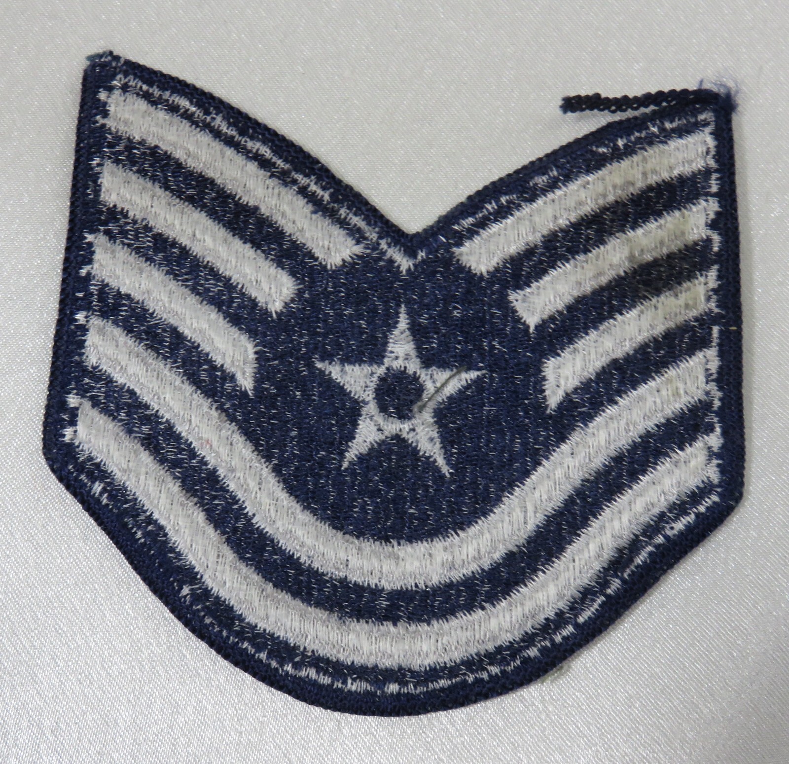 USA Air Force Technical Sergeant E - 6 Chevron Single Patch Gray on Blue