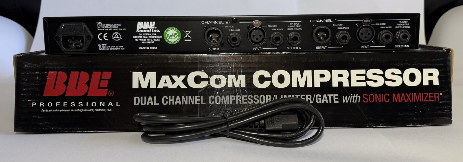 BBE MaxCom Dual Channel Compressor/Limiter/Gate w/ Power Cord & Original Box