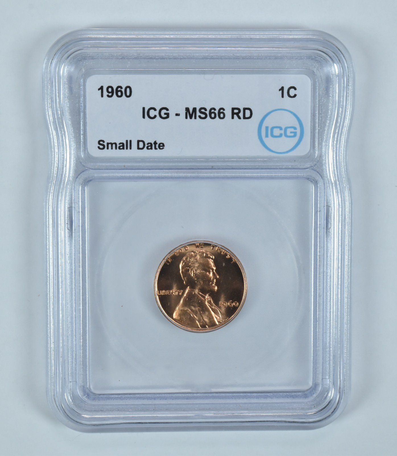 1960 Lincoln Memorial Cent Small Date MS66 RD ICG