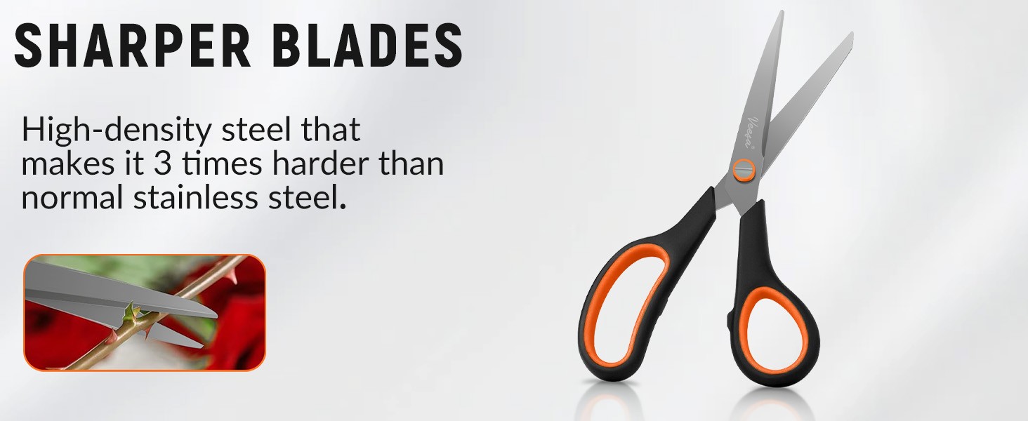 3 Pack Titanium Scissors All Purpose (5.5’’, 7.5’’, 8.5’’), Ergonomic Grip,