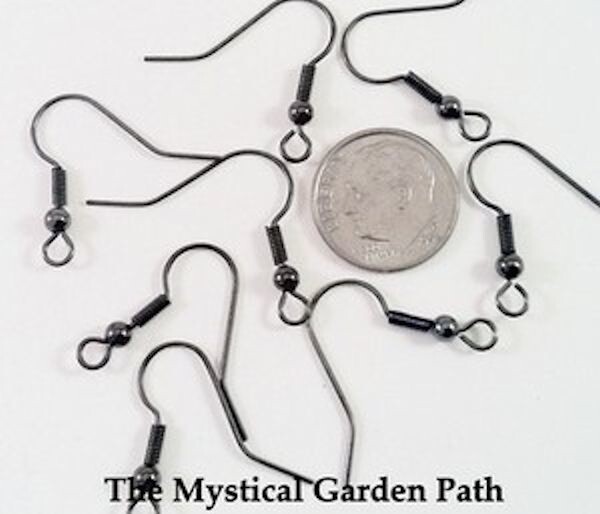 Gunmetal Finished 22mm Fishhook Ear wires with Coil & Ball 23 Pair  *