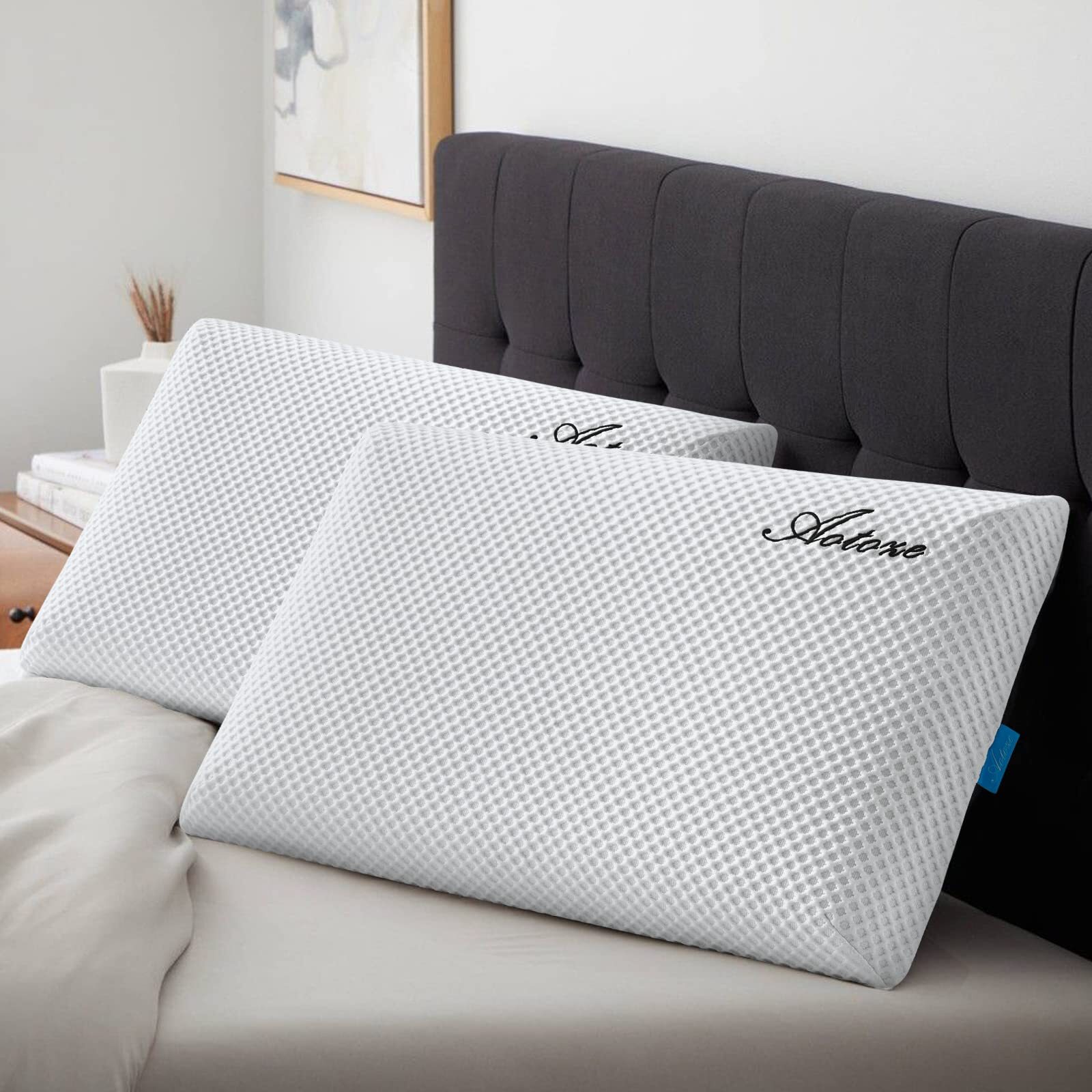 Thin Memory Foam Pillow | Low Profile Pillow | Thin Pillow for Stomach Sleepe...