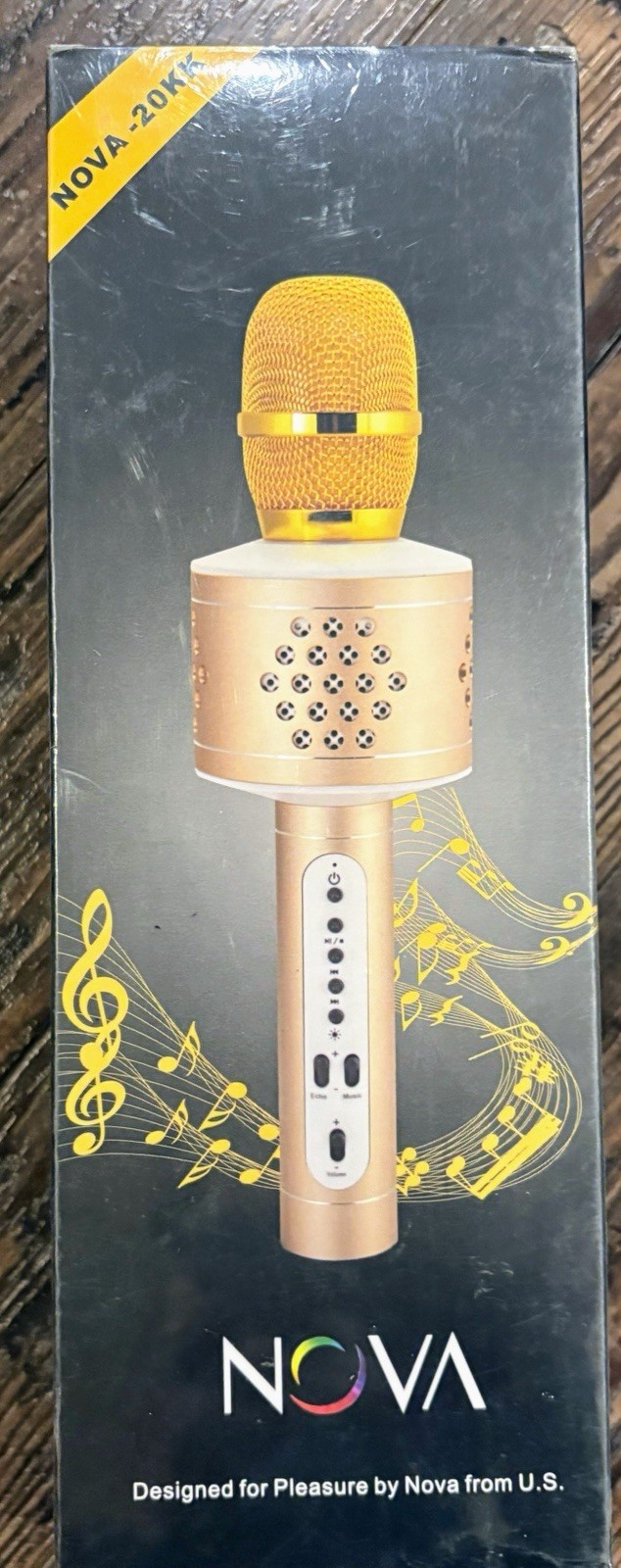 Wireless Bluetooth Karaoke Glod Microphone for MIANOVA Machine Nova-20KK SEALED