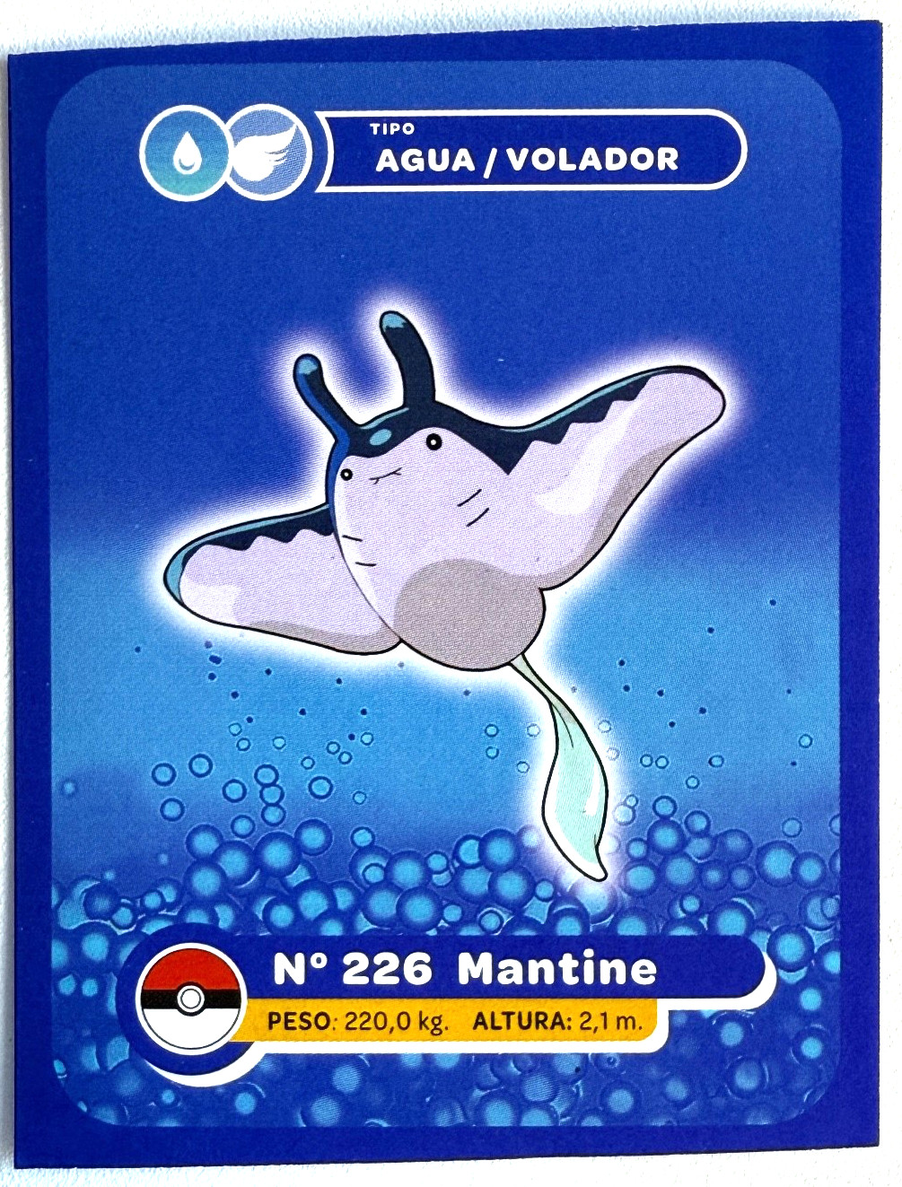 Pokémon Kanto & Johto - Full House -  Sticker - AGUA / VOLADOR Mantine -  226