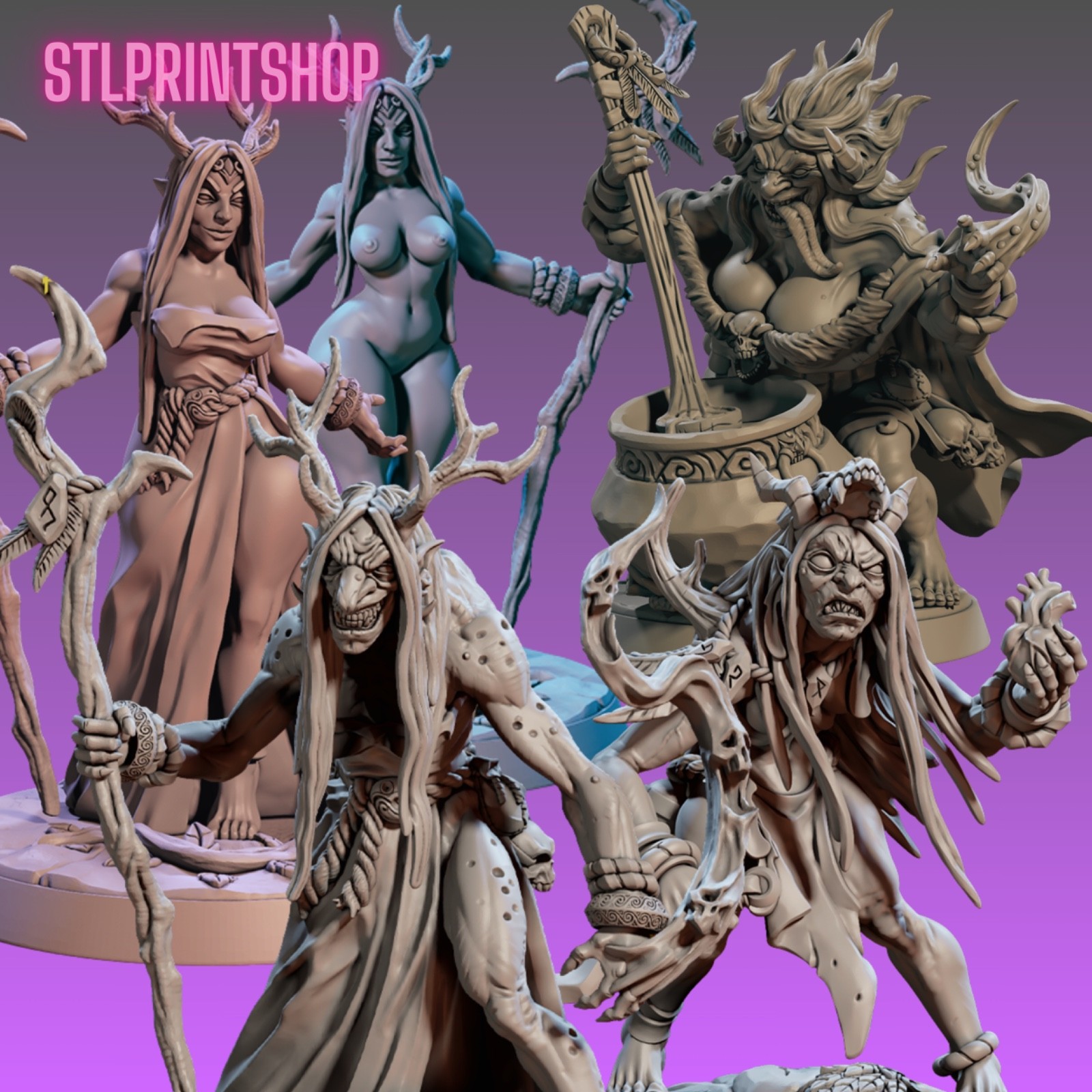 Temple of Arba - Forest Hags | 32mm scale miniature Artisan Guild
