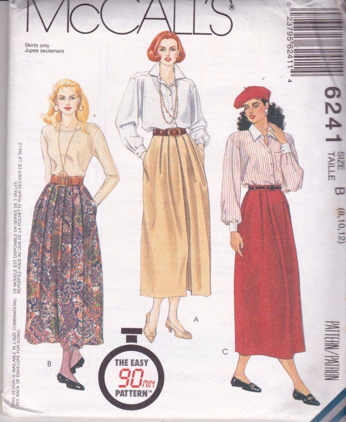 MCCALL'S 6241 MISSES SKIRTS SIZE 8,10,12