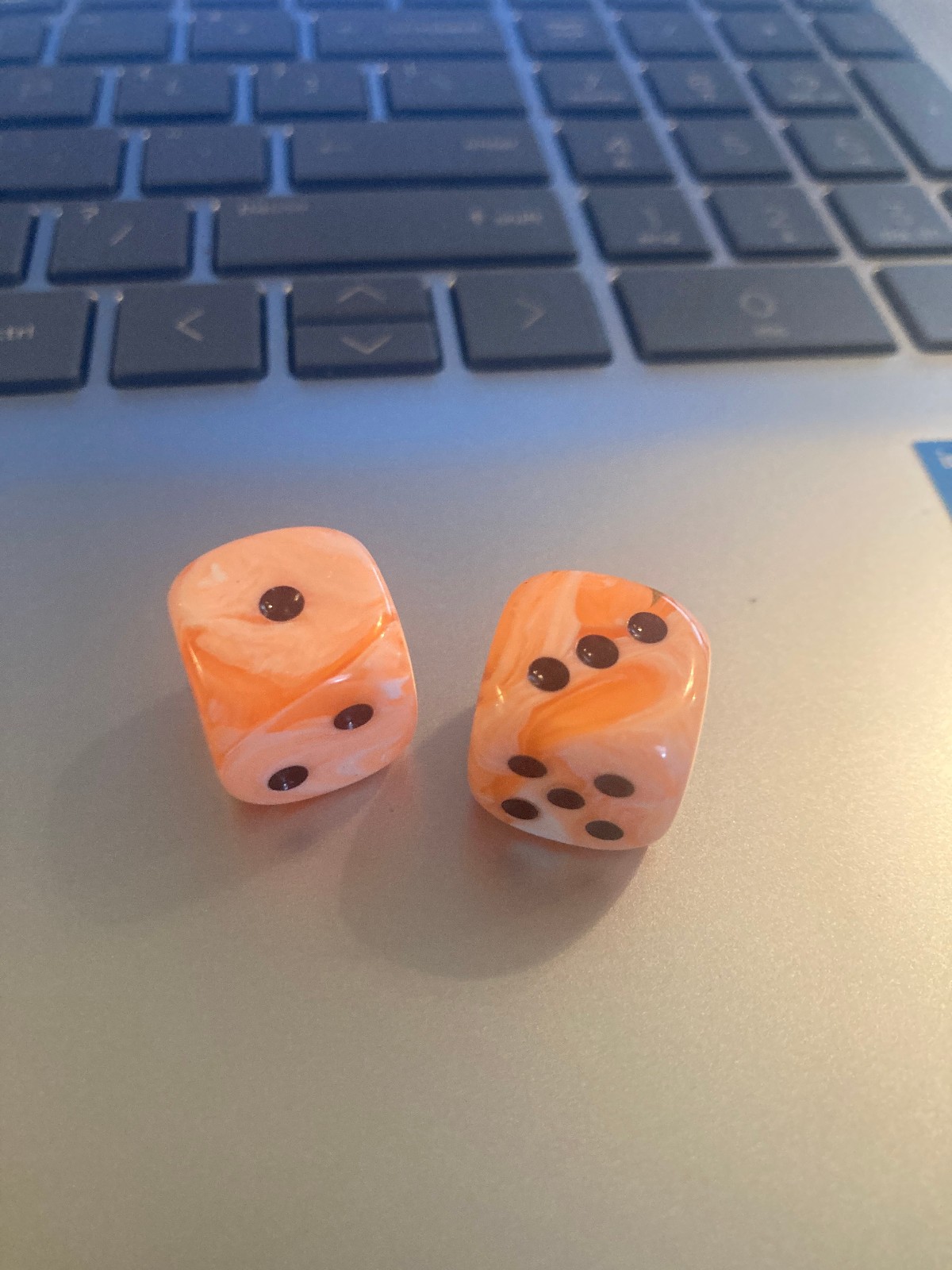 Crystal Caste Orange Ice Cream two 16mm d6 pips rare OOP vintage