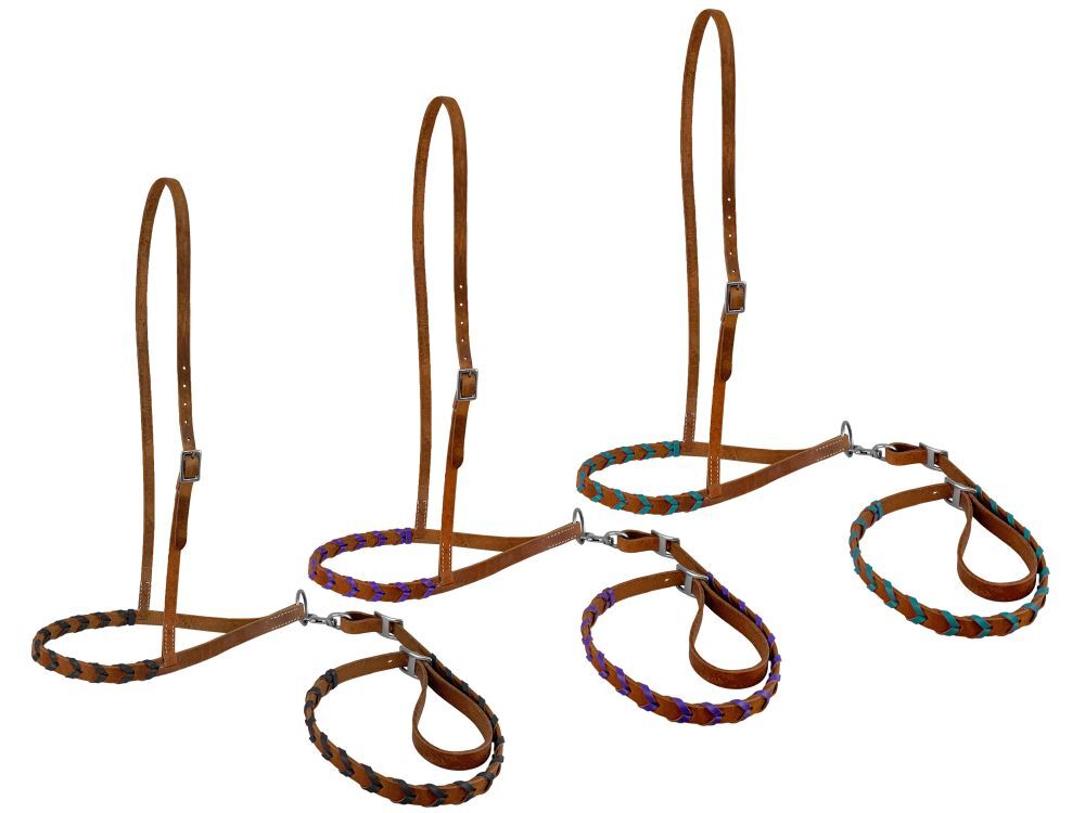 Showman Argentina Leather Braided Noseband Tie Down