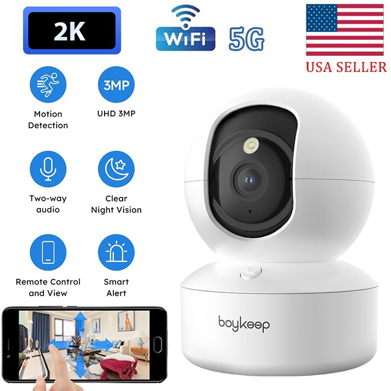 boykeep Indoor camera Baby Pet Monitor 5G WiFi Night Vision 2K Security Cam
