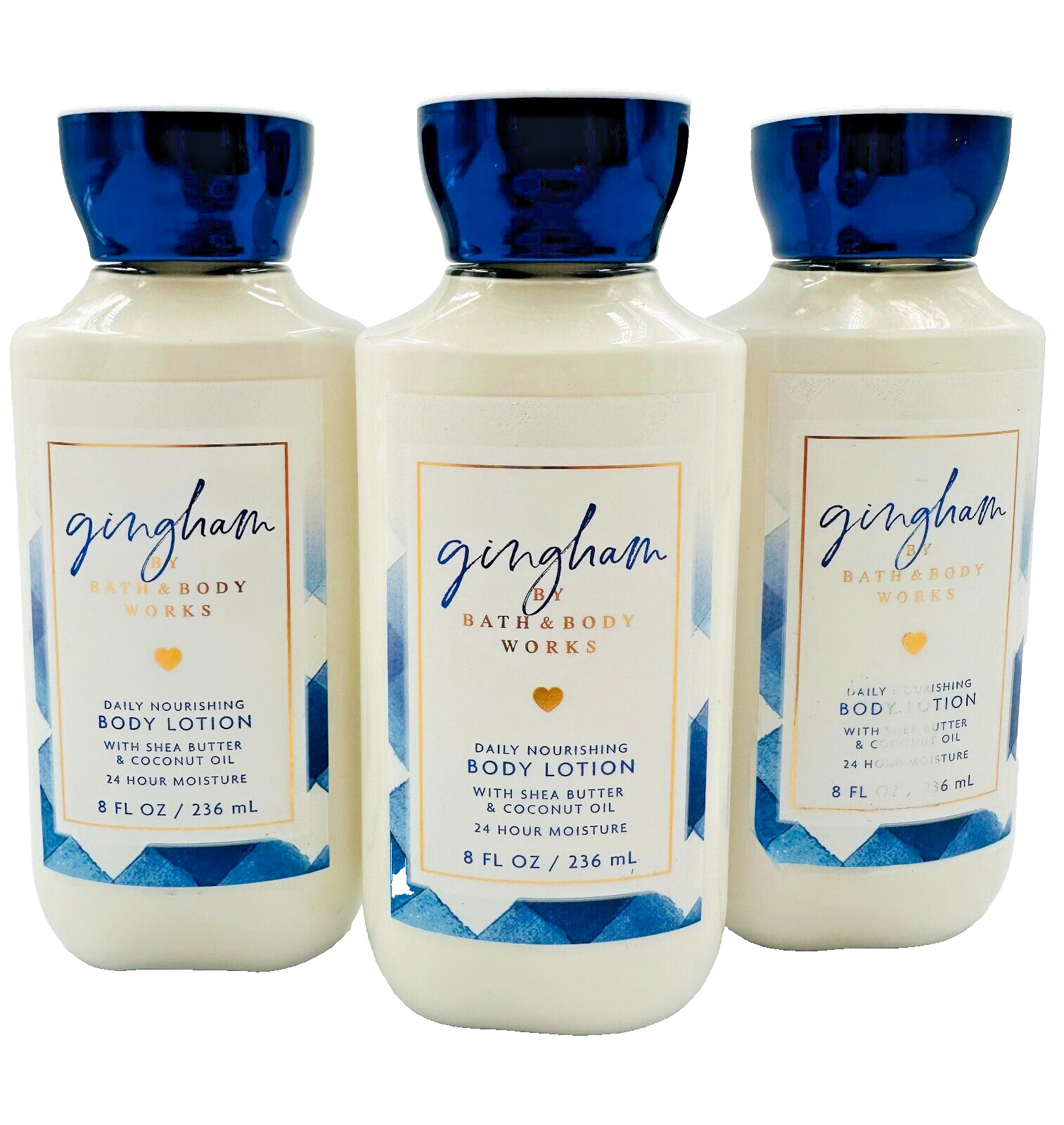 NEW Bath & Body Works Lot of 3 Bottles Gingham Daily Body Lotion Cream 8 oz