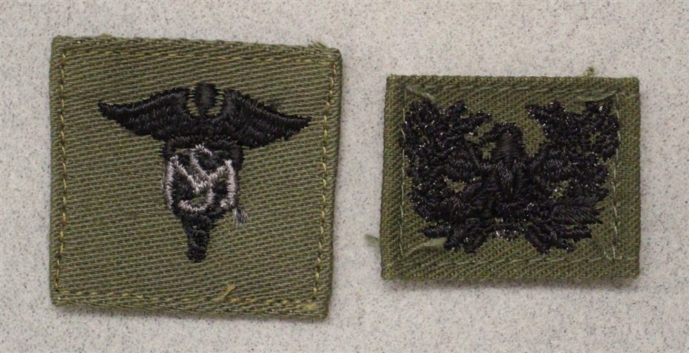 Army Officer Cloth Collar Insignia: Medical Services & W.O. - subdued