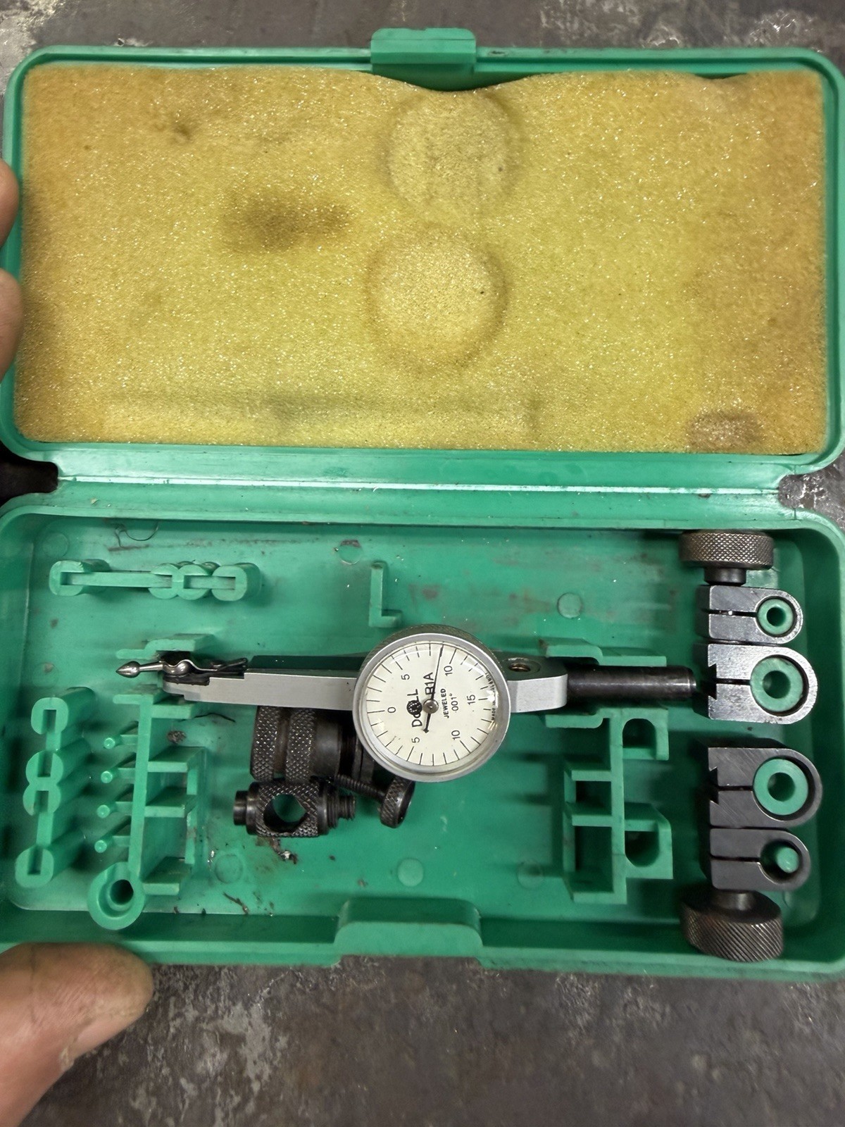 DoAll R1A Jeweled Dial Test Indicator with attachments and case