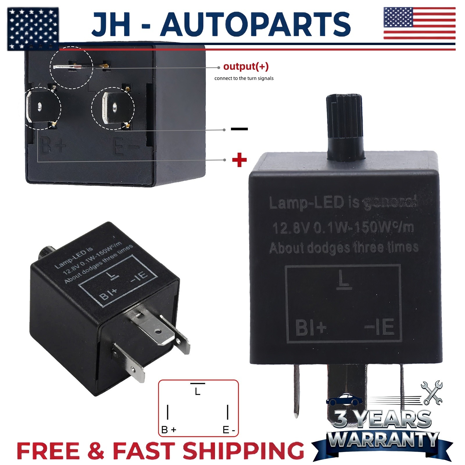 3-Pin Car Flasher Relay Fix Light LED Lamp Turn Signal Hyper Flash CF13 JL-02