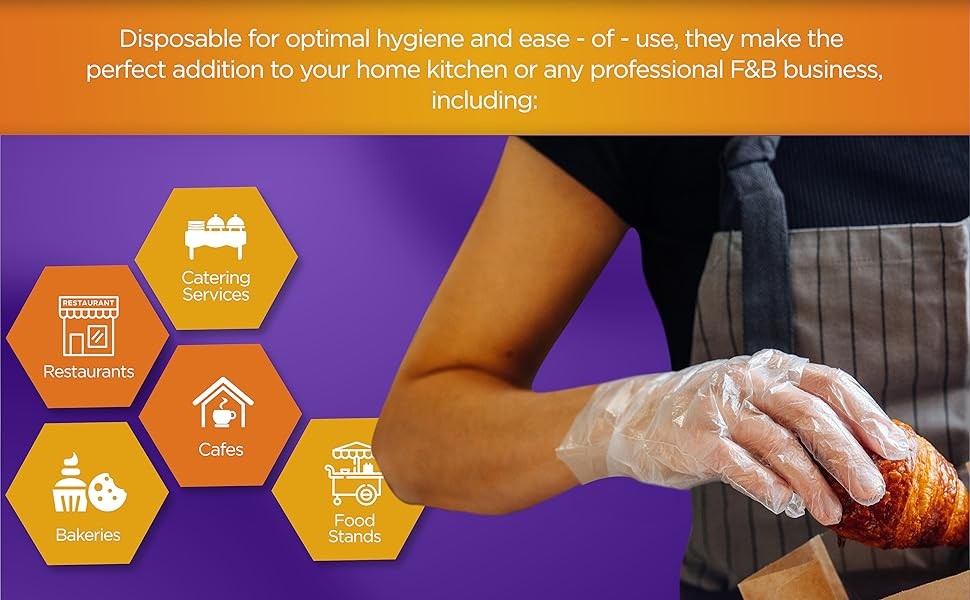 Clear Food-Prep Poly Gloves |Multipose Latex-Disposable