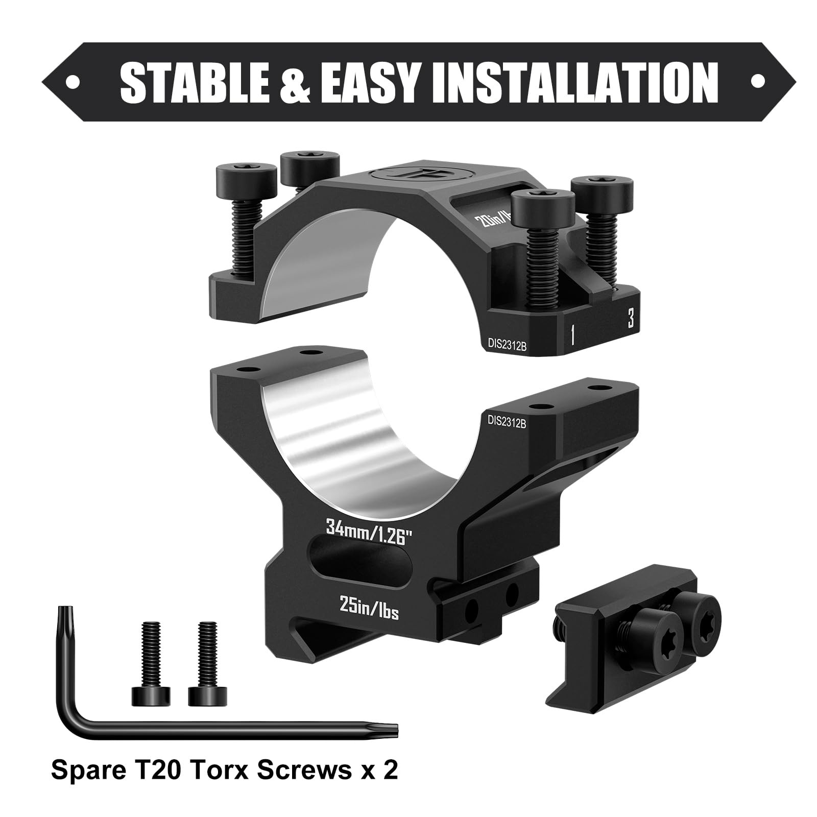 DISCOVERYOPT Precision Scope Rings, Precision Lapped Riflescope Mounts for Pi...