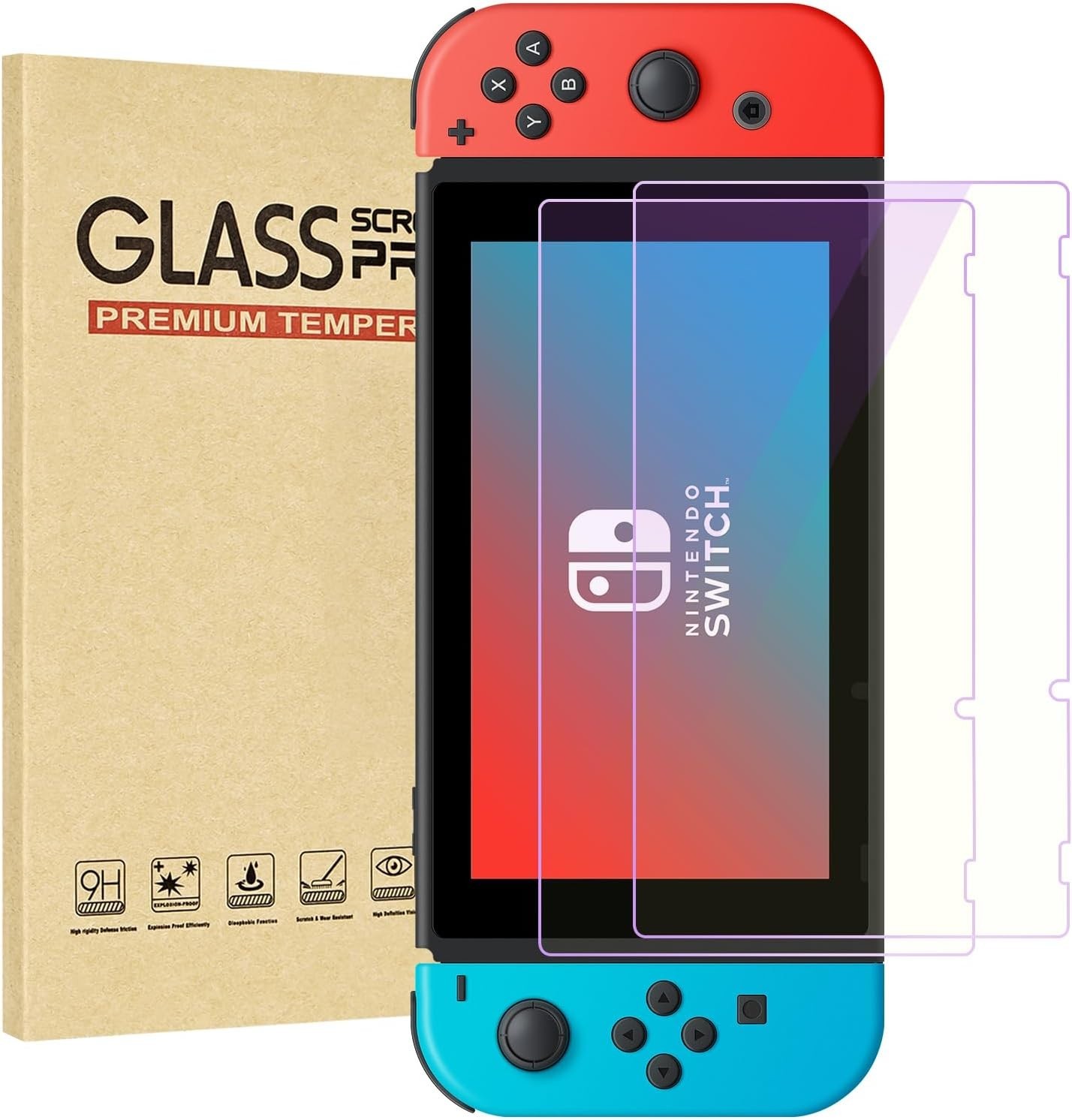 2-Pack Blue Light Blocking Screen Protectors for Switch 6.2 Inch - Eye Comfort