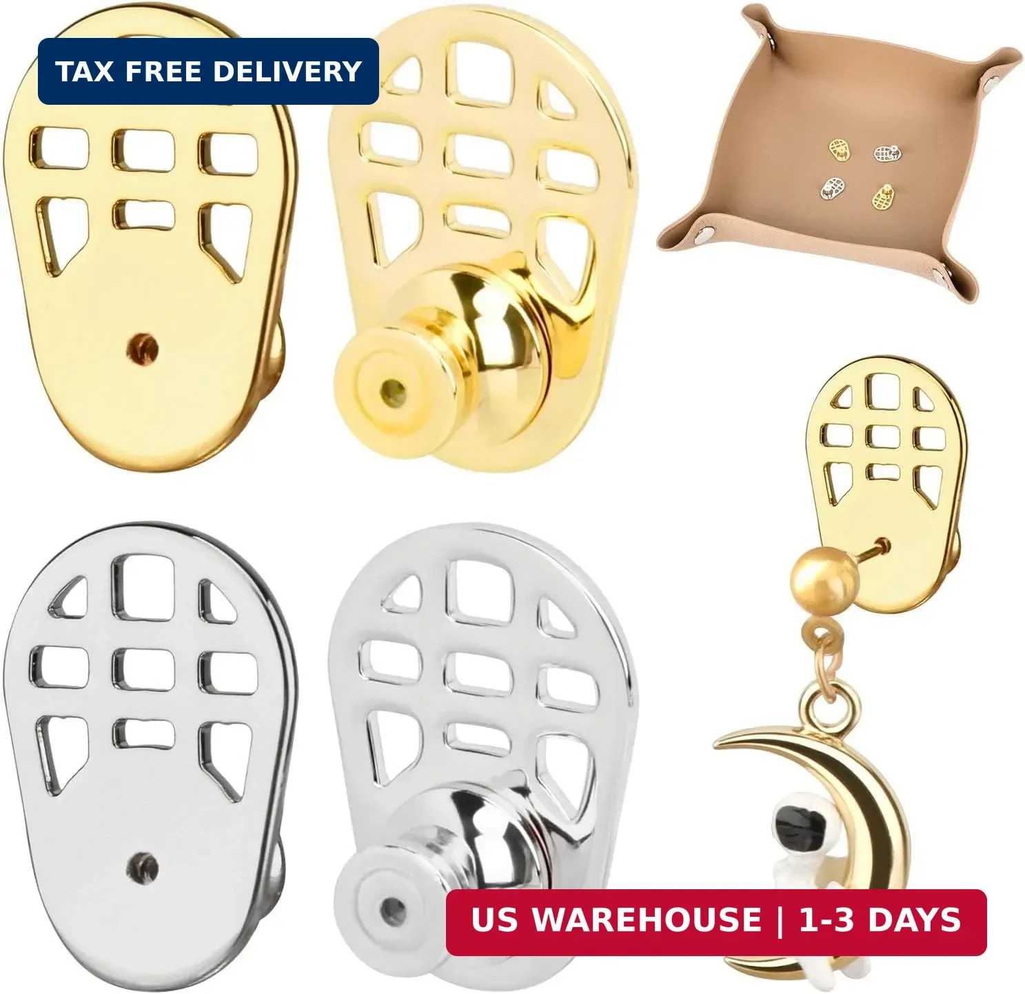 Earring Backs for Heavy Earrings, 4 Pack Locking Earring Lifters for Droopy Ears