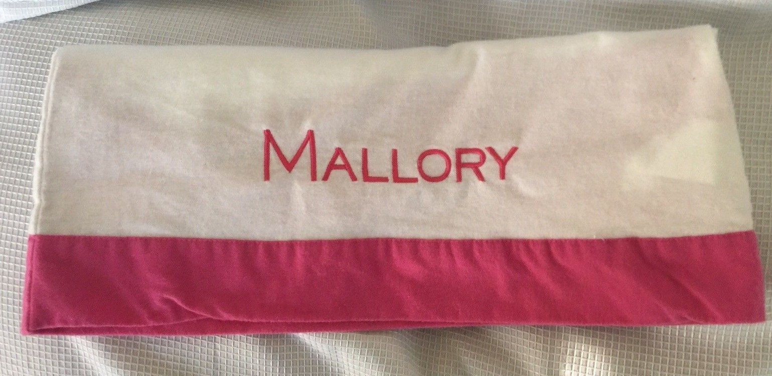 Pottery Barn Kids Flannel Pink Boarder Pillowcase "Mallory" NWOT