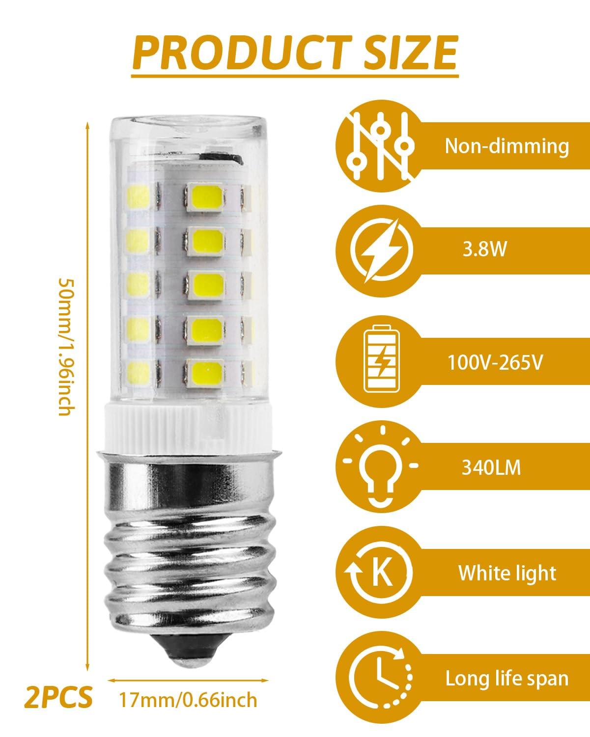 2 Pack Freezer Light Bulb Kei D28a Kel 2811 E17 LED Bulb Intermediate Base Li...