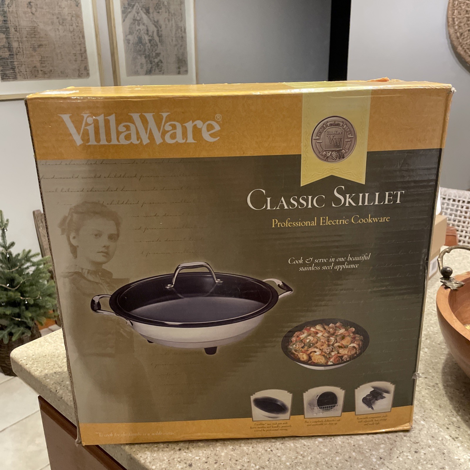 VillaWare 12” Non-stick Stainless Steel Electric Skillet Model 6400-12 New