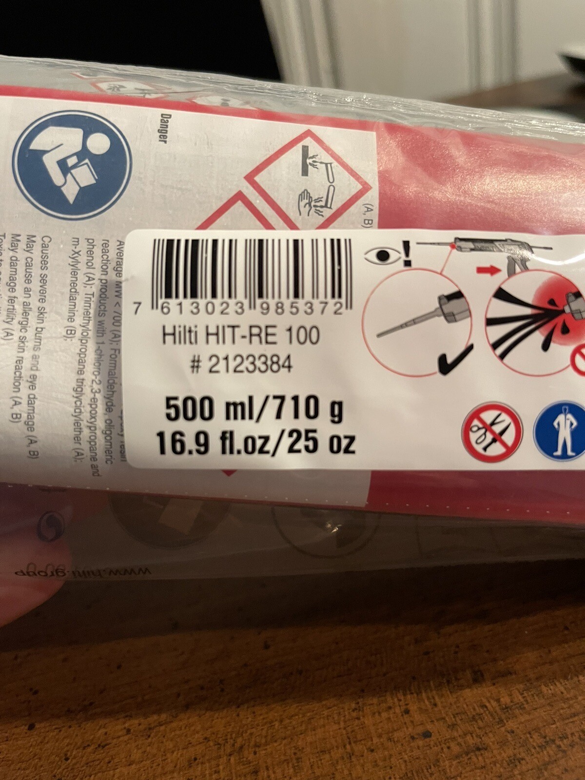 Hilti HY 100 / Expired January ‘20/ Large Tubes 16.9 Oz.
