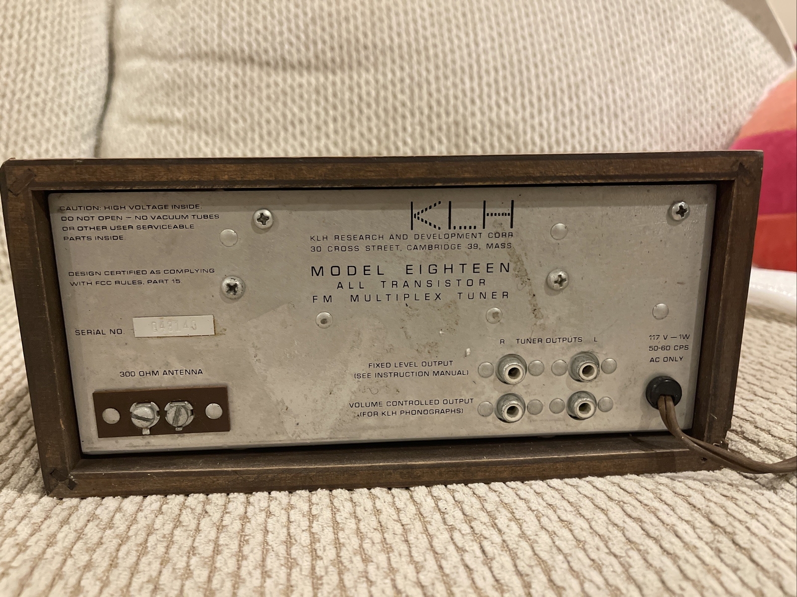 KLH FM Tuner Model 18 Eighteen Tested.